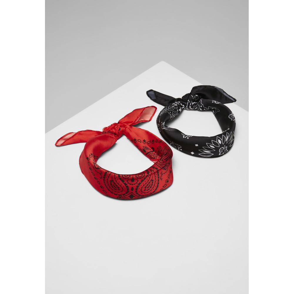 Urban Classics - Satin Bandana 2-Pack black/red one size Bandana - Black/Red